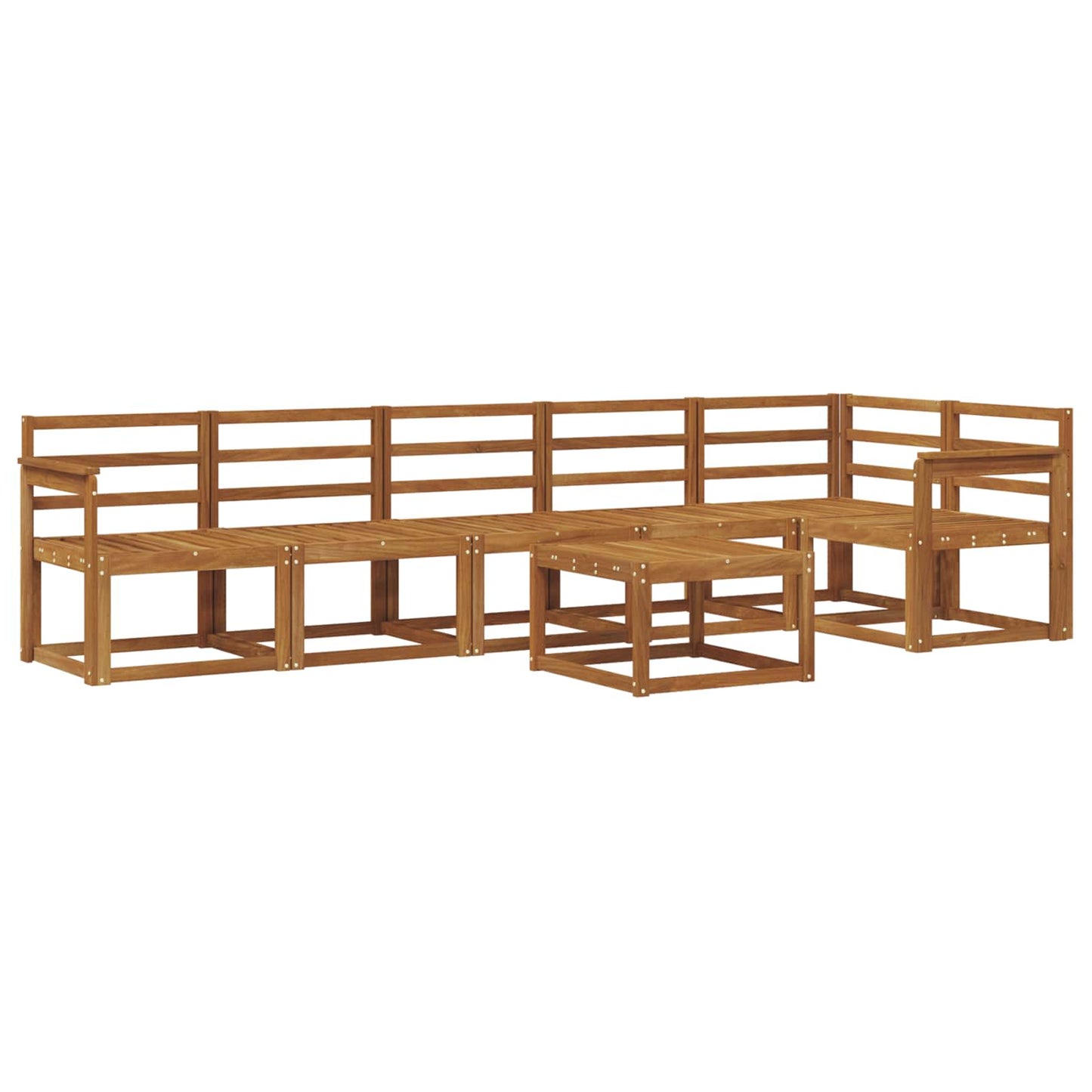 Set di divani da esterno 7 pz Naturale Legno di Acacia Massello