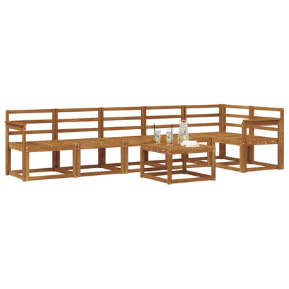Set di divani da esterno 7 pz Naturale Legno di Acacia Massello