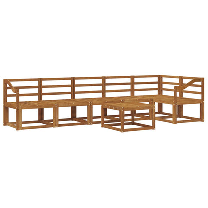 Set di divani da esterno 7 pz Naturale Legno di Acacia Massello