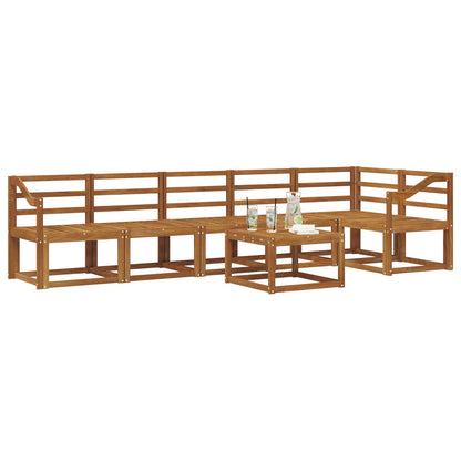 Set di divani da esterno 7 pz Naturale Legno di Acacia Massello