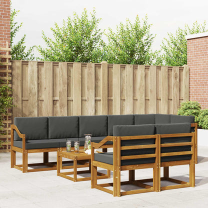 Set di divani da esterno con cuscino 9 pcs Naturale e Antracite