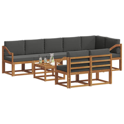 Set di divani da esterno con cuscino 9 pcs Naturale e Antracite | homemem39