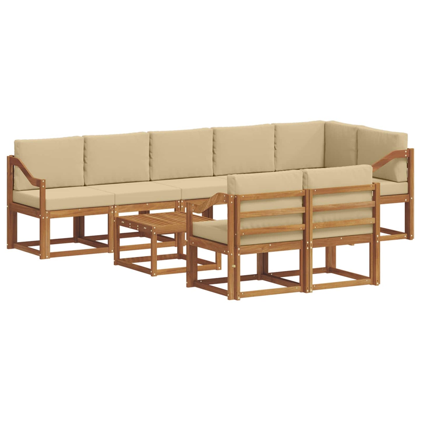 Set di divani da esterno con cuscino 9 pcs Naturale e Beige | homemem39