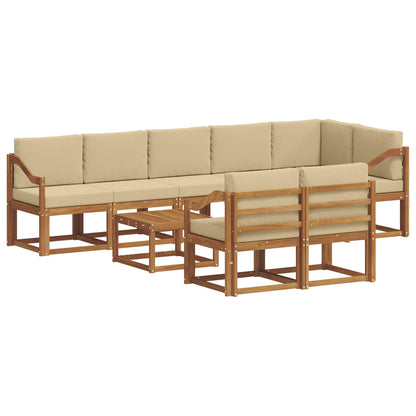 Set di divani da esterno con cuscino 9 pcs Naturale e Beige | homemem39