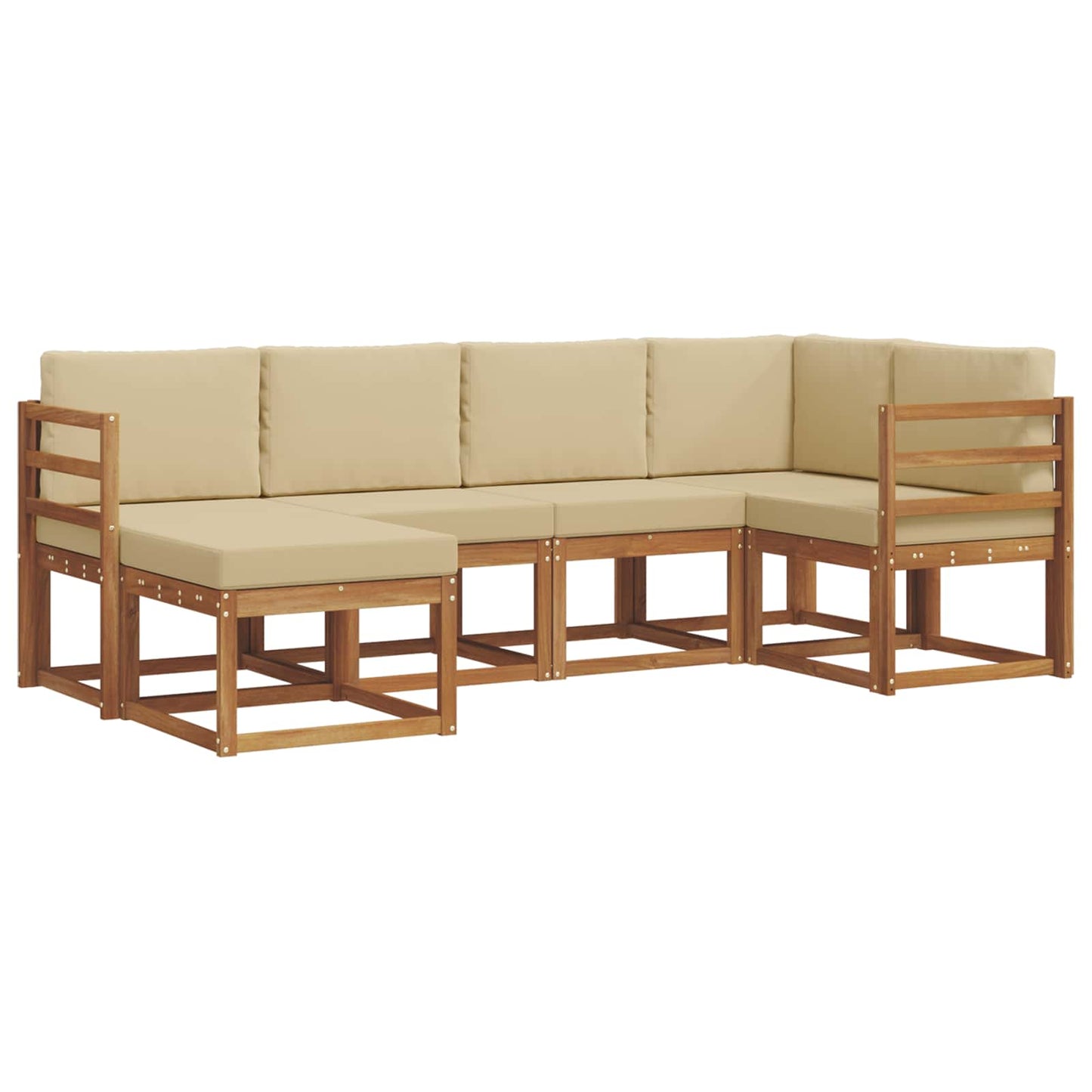 Set di divani da esterno con cuscino 6 pcs Naturale e Beige | homemem39