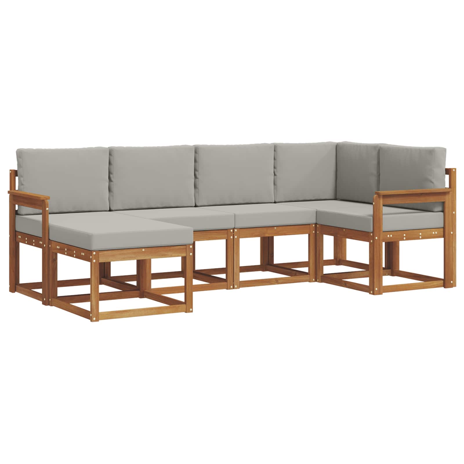 Set di divani da esterno 6 pcs Grigio Naturale e Chiaro | homemem39
