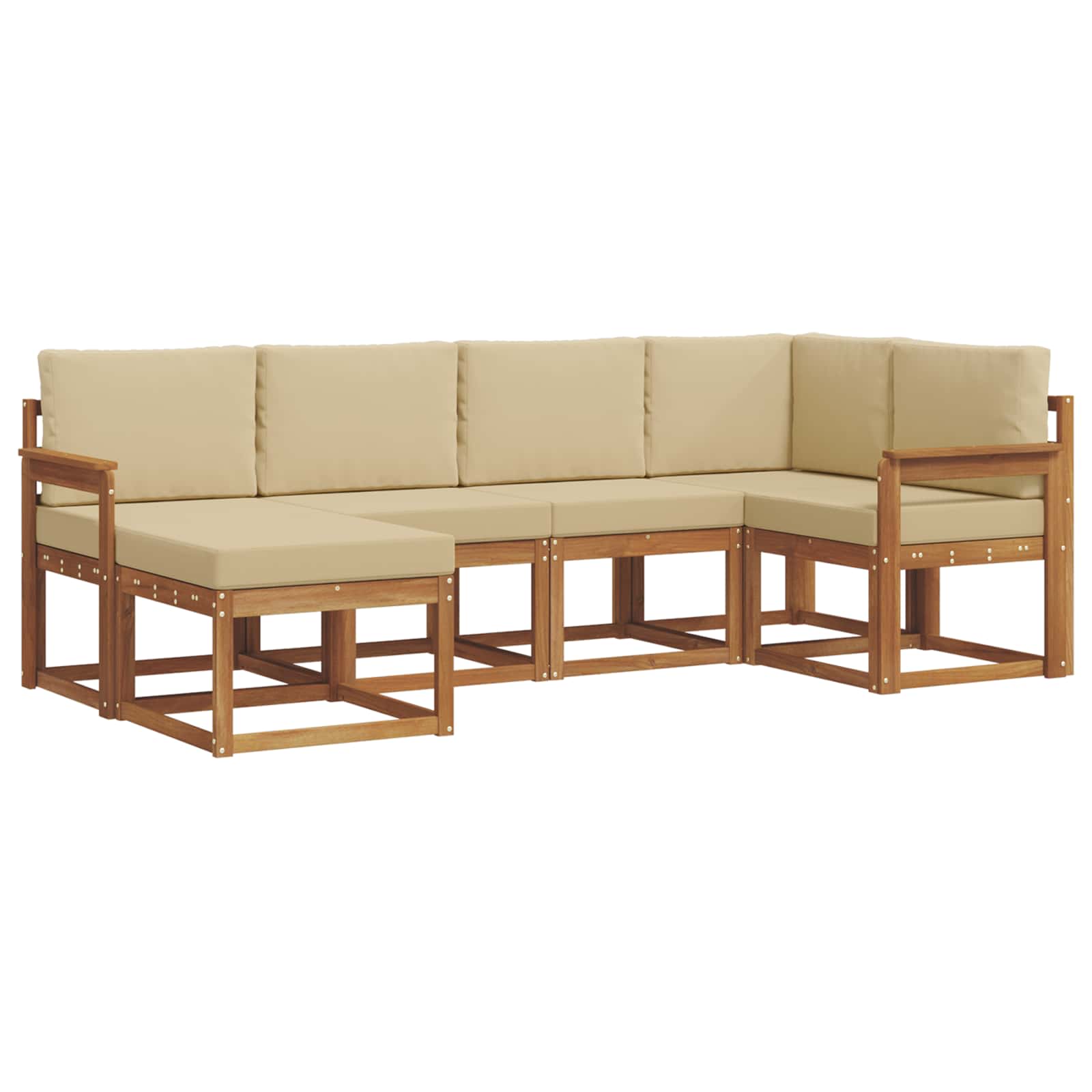 Set di divani da esterno con cuscino 6 pcs Naturale e Beige | homemem39