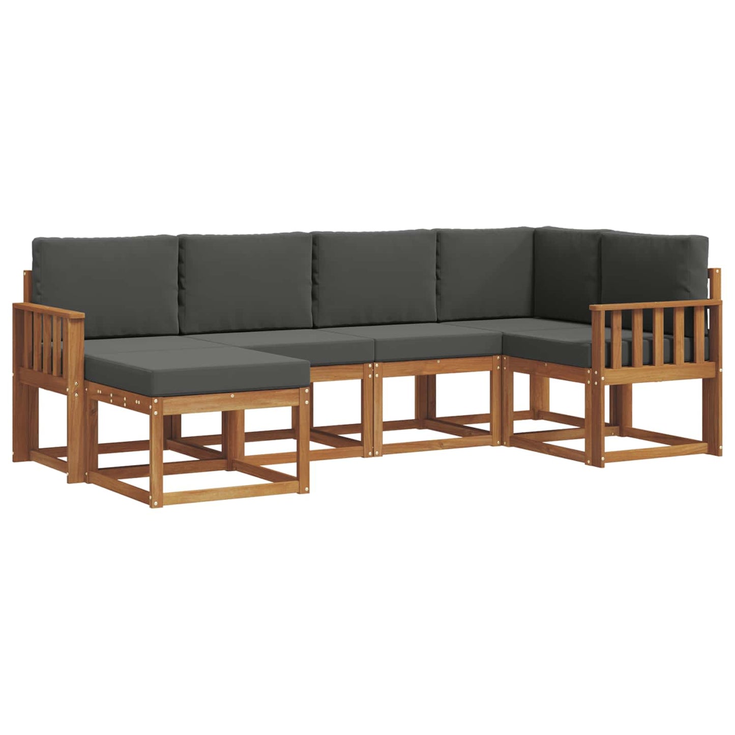 Set di divani da esterno con cuscino 6 pcs Naturale e Antracite | homemem39