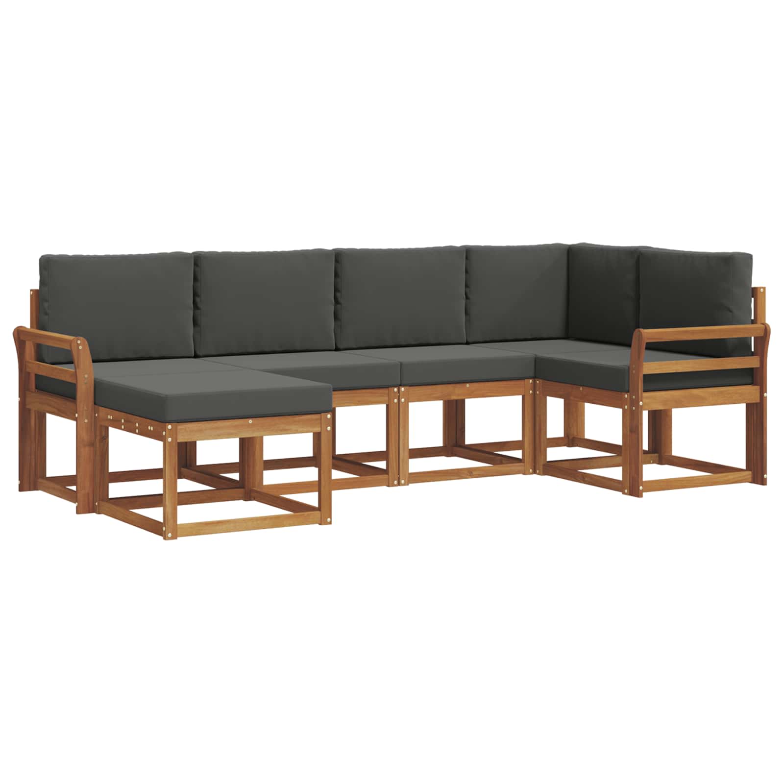 Set di divani da esterno con cuscino 6 pcs Naturale e Antracite | homemem39