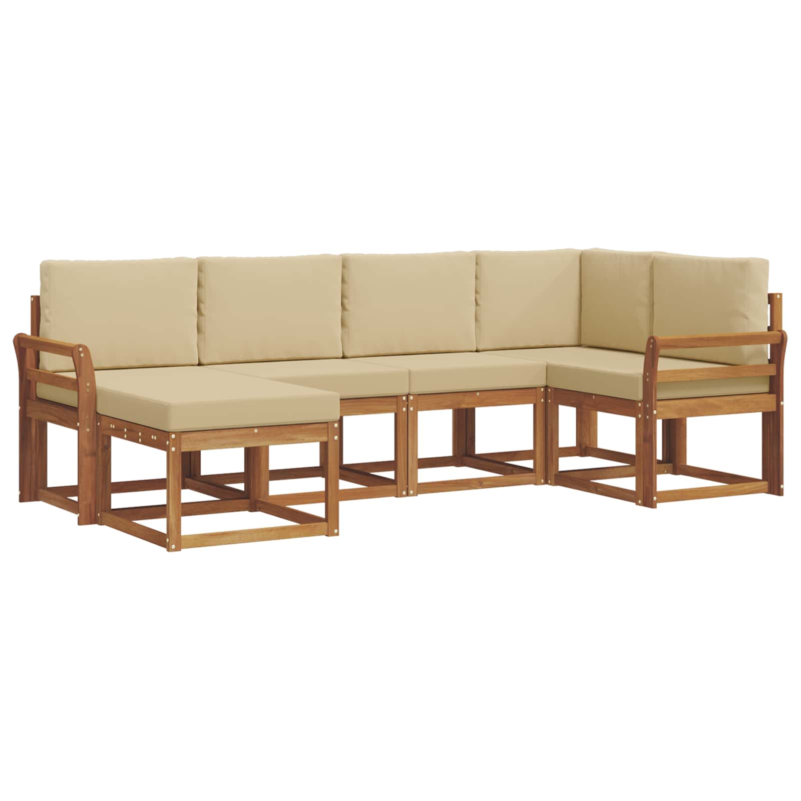 Set di divani da esterno con cuscino 6 pcs Naturale e Beige | homemem39