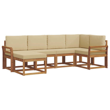 Set di divani da esterno con cuscino 6 pcs Naturale e Beige | homemem39