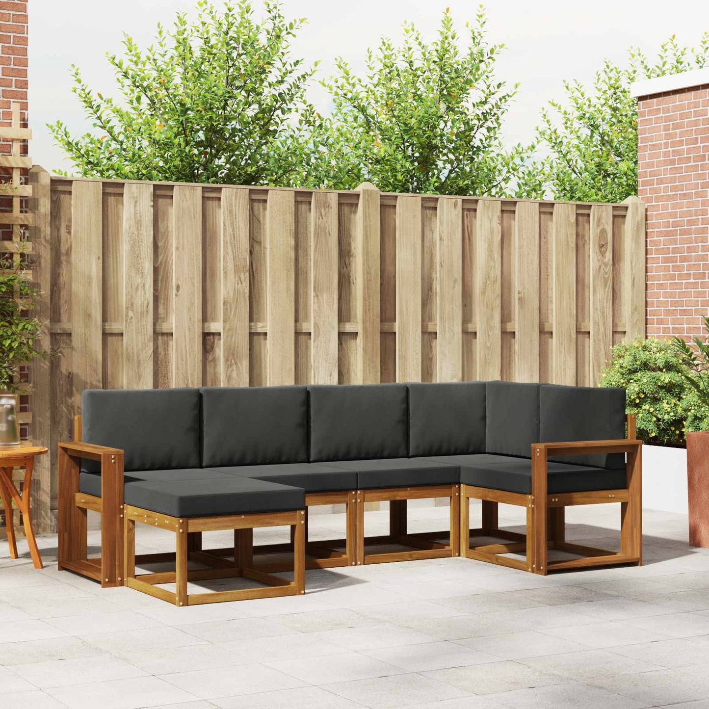 Set di divani da esterno con cuscino 6 pcs Naturale e Antracite