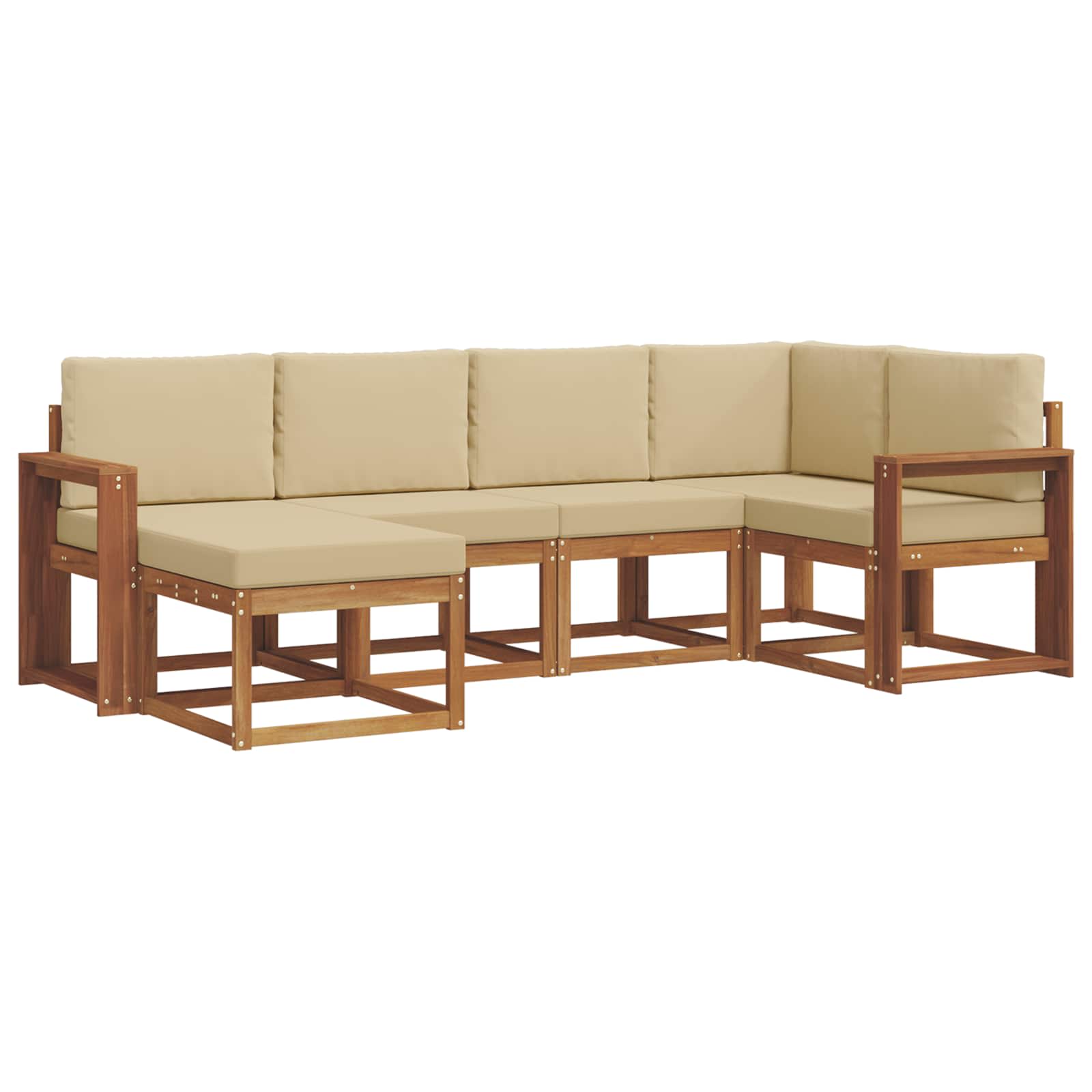 Set di divani da esterno con cuscino 6 pcs Naturale e Beige | homemem39
