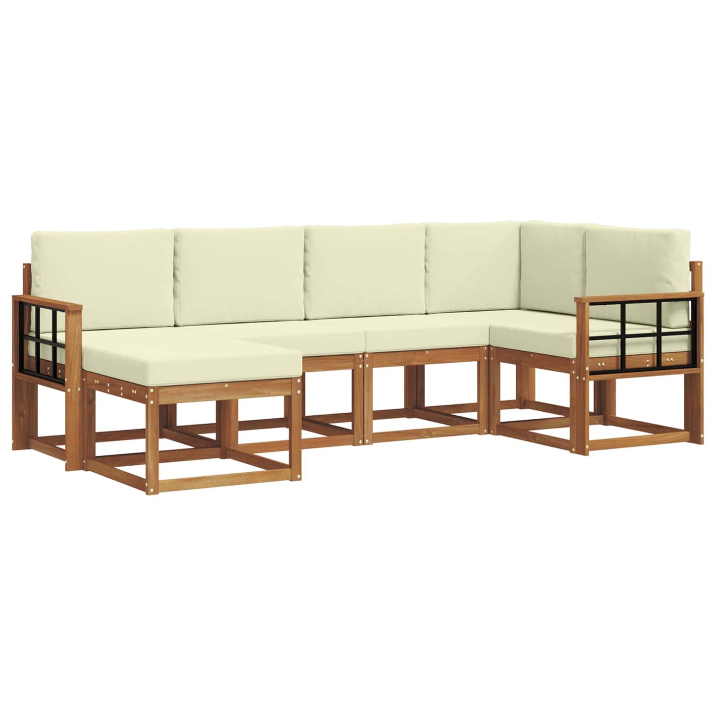 Set di divani da esterno con cuscino 6 pcs Naturale e Crema | homemem39
