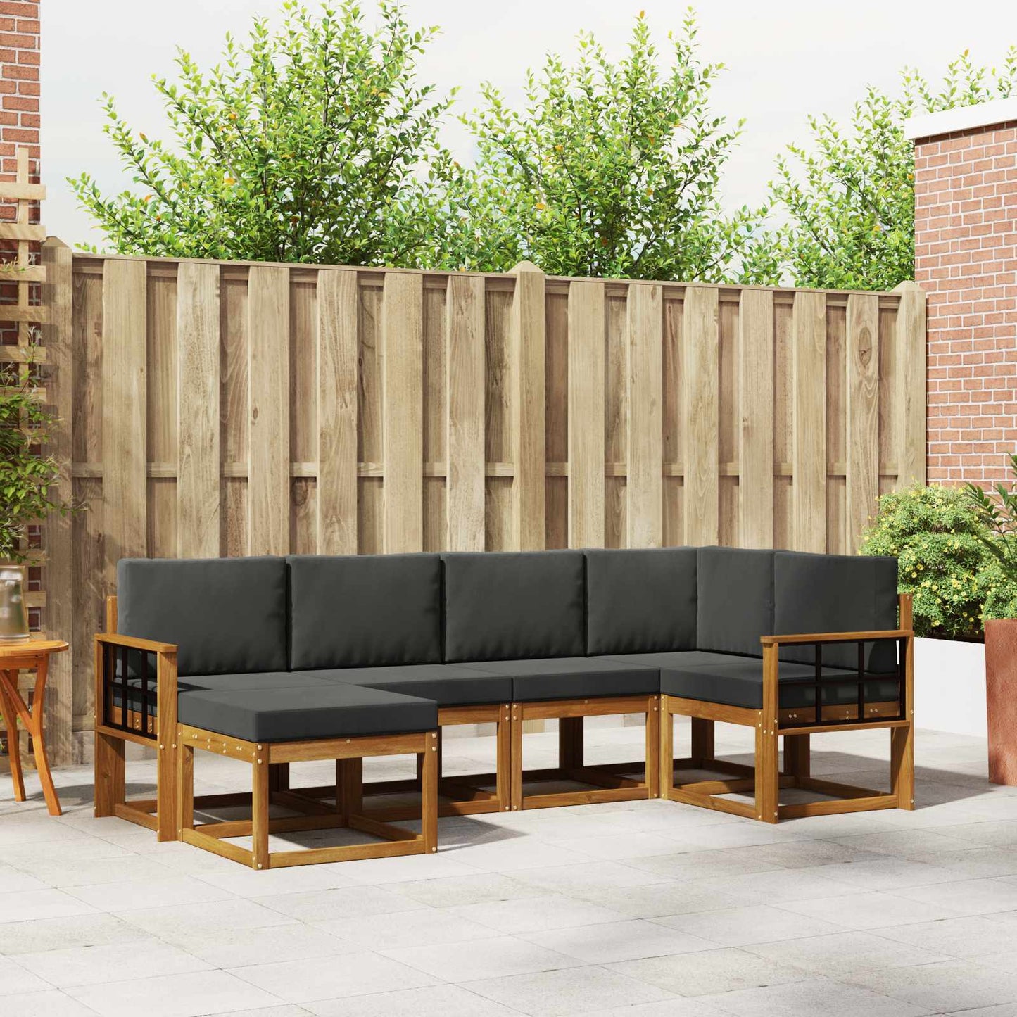Set di divani da esterno con cuscino 6 pcs Naturale e Antracite | homemem39