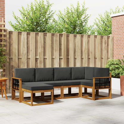 Set di divani da esterno con cuscino 6 pcs Naturale e Antracite | homemem39