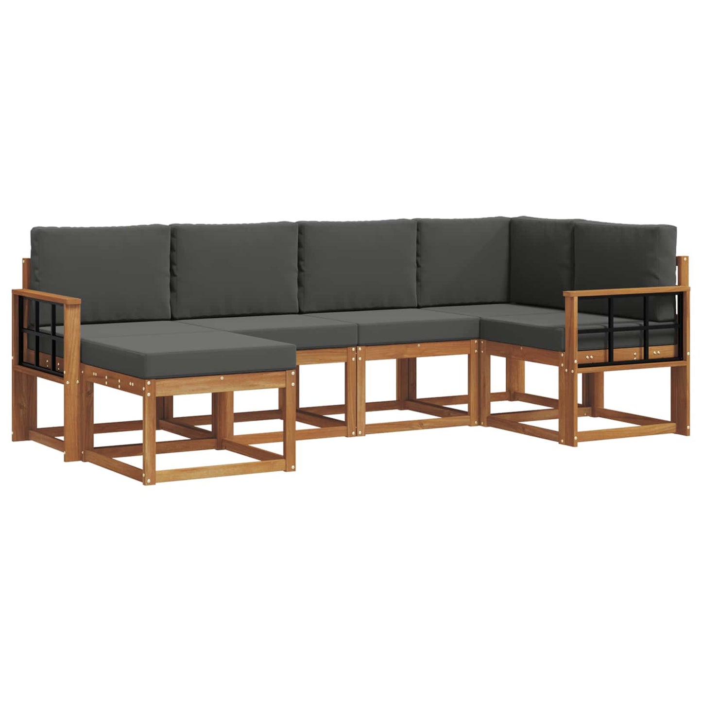 Set di divani da esterno con cuscino 6 pcs Naturale e Antracite | homemem39