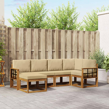 Set di divani da esterno con cuscino 6 pcs Naturale e Beige | homemem39