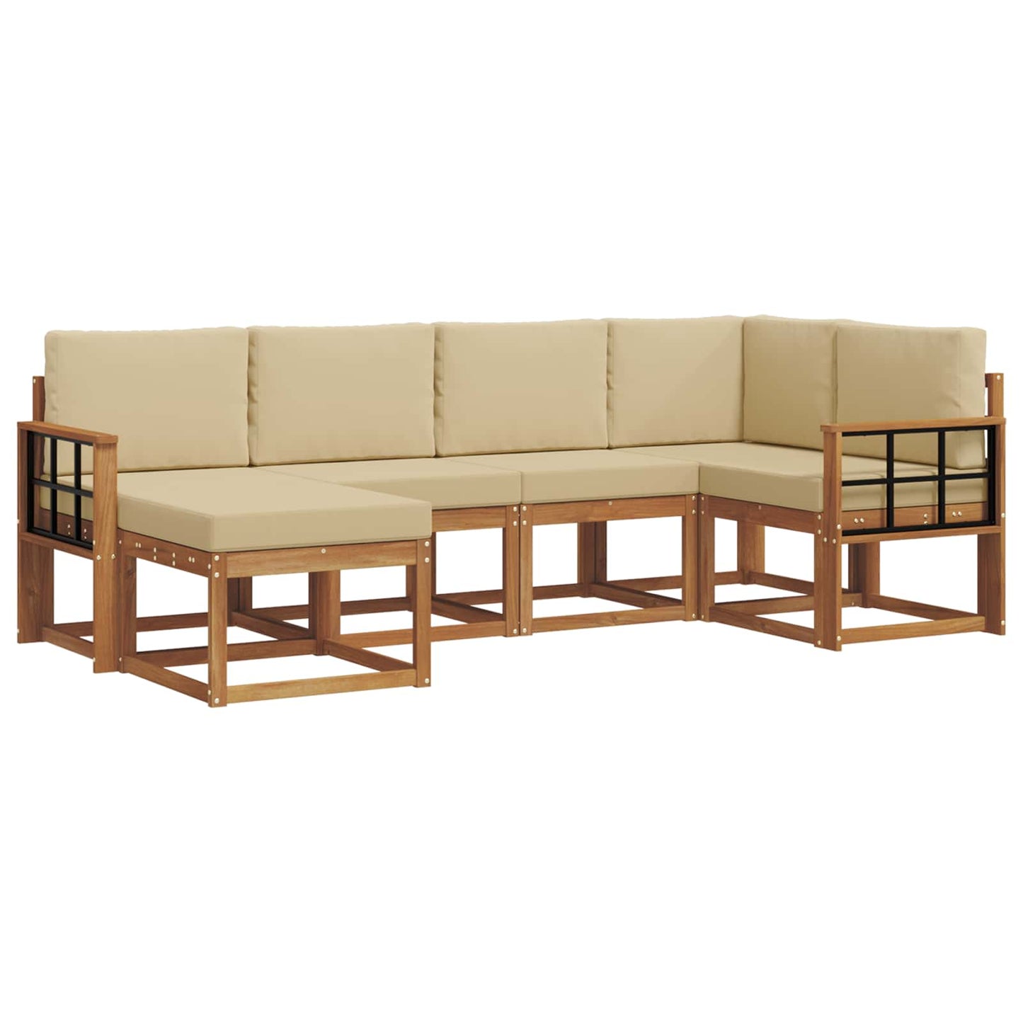 Set di divani da esterno con cuscino 6 pcs Naturale e Beige | homemem39