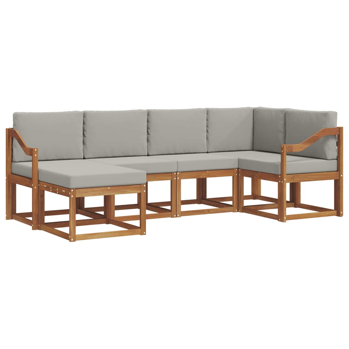 Set di divani da esterno 6 pcs Grigio Naturale e Chiaro