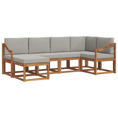 Set di divani da esterno 6 pcs Grigio Naturale e Chiaro