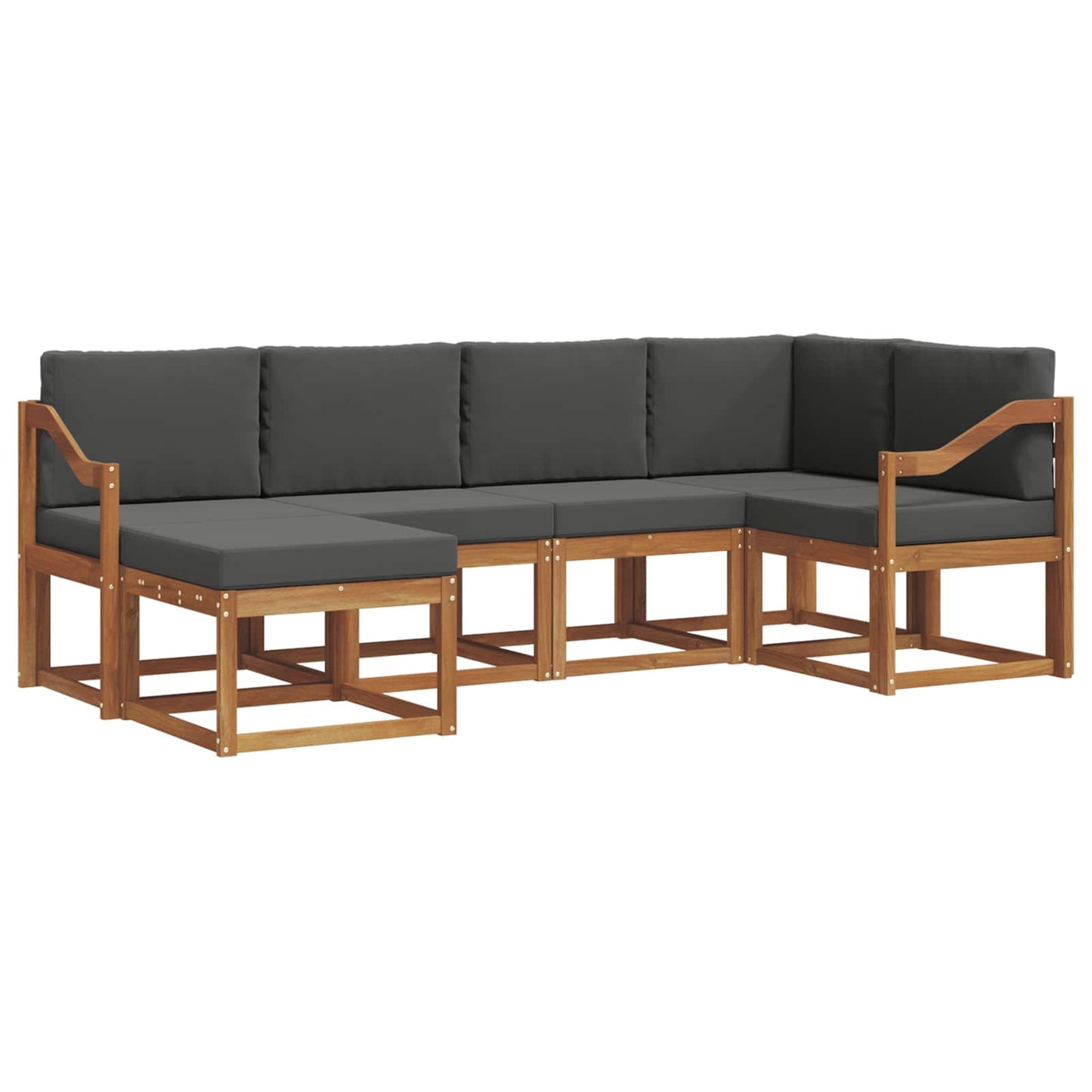 Set di divani da esterno con cuscino 6 pcs Naturale e Antracite | homemem39