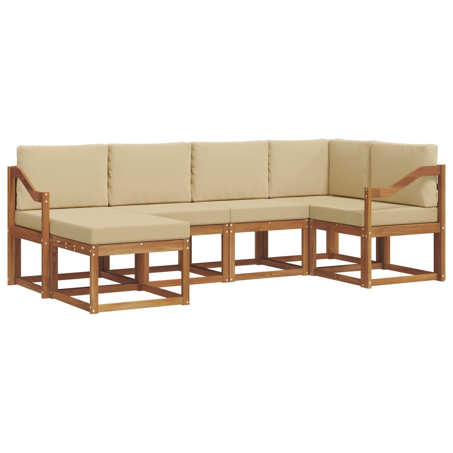 Set di divani da esterno con cuscino 6 pcs Naturale e Beige | homemem39
