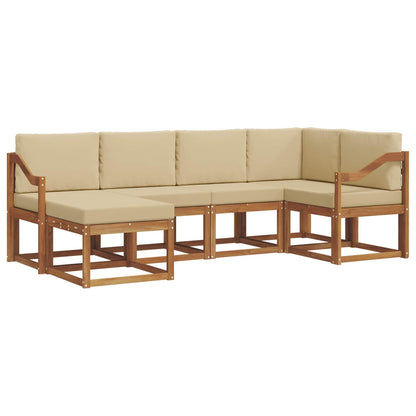 Set di divani da esterno con cuscino 6 pcs Naturale e Beige