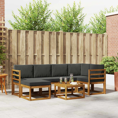 Set di divani da esterno con cuscino 7 pcs Naturale e Antracite | homemem39