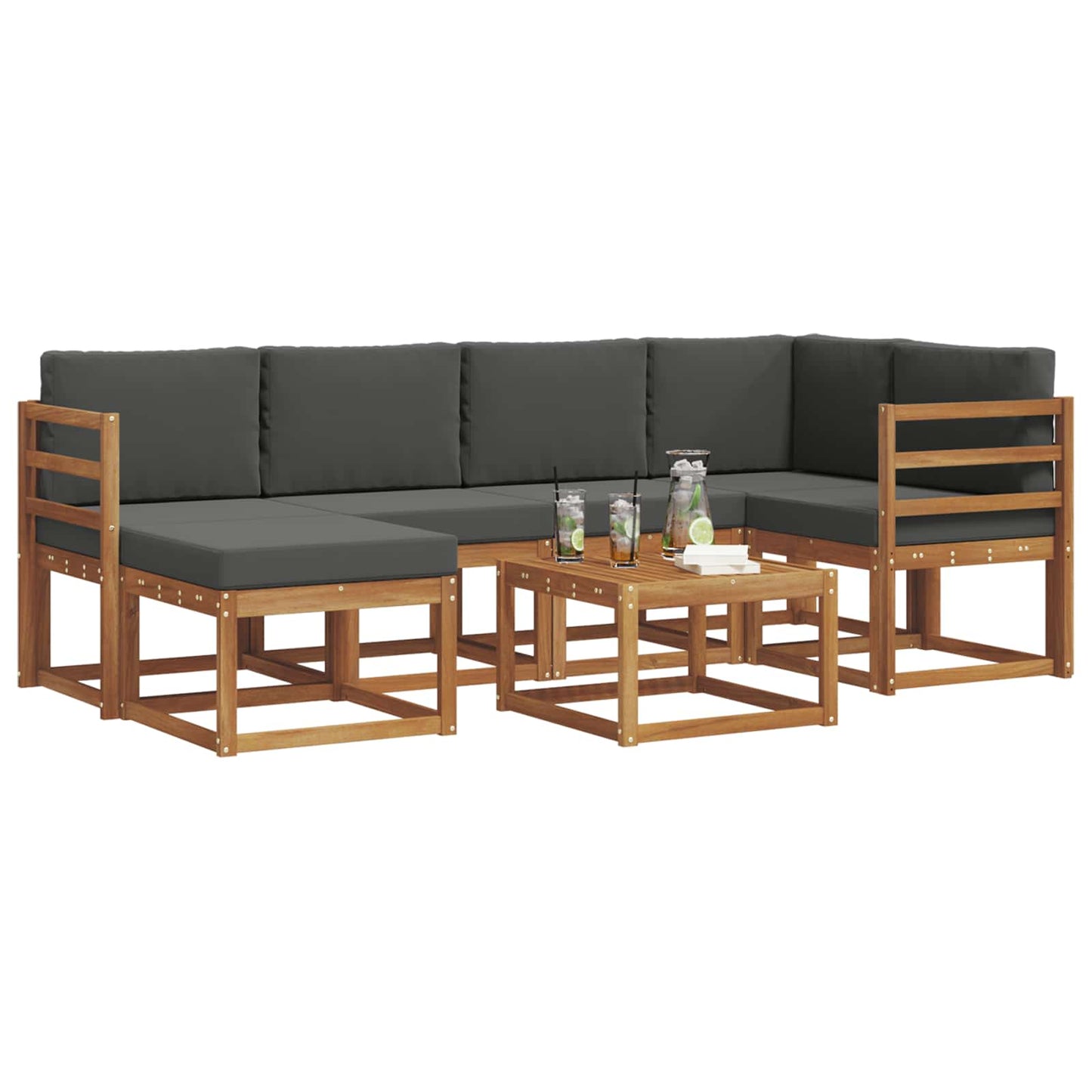 Set di divani da esterno con cuscino 7 pcs Naturale e Antracite