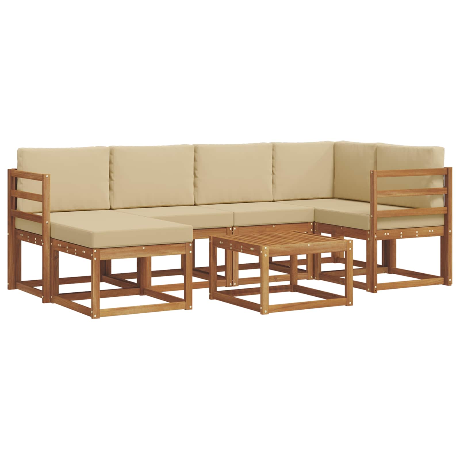 Set di divani da esterno con cuscino 7 pcs Naturale e Beige | homemem39