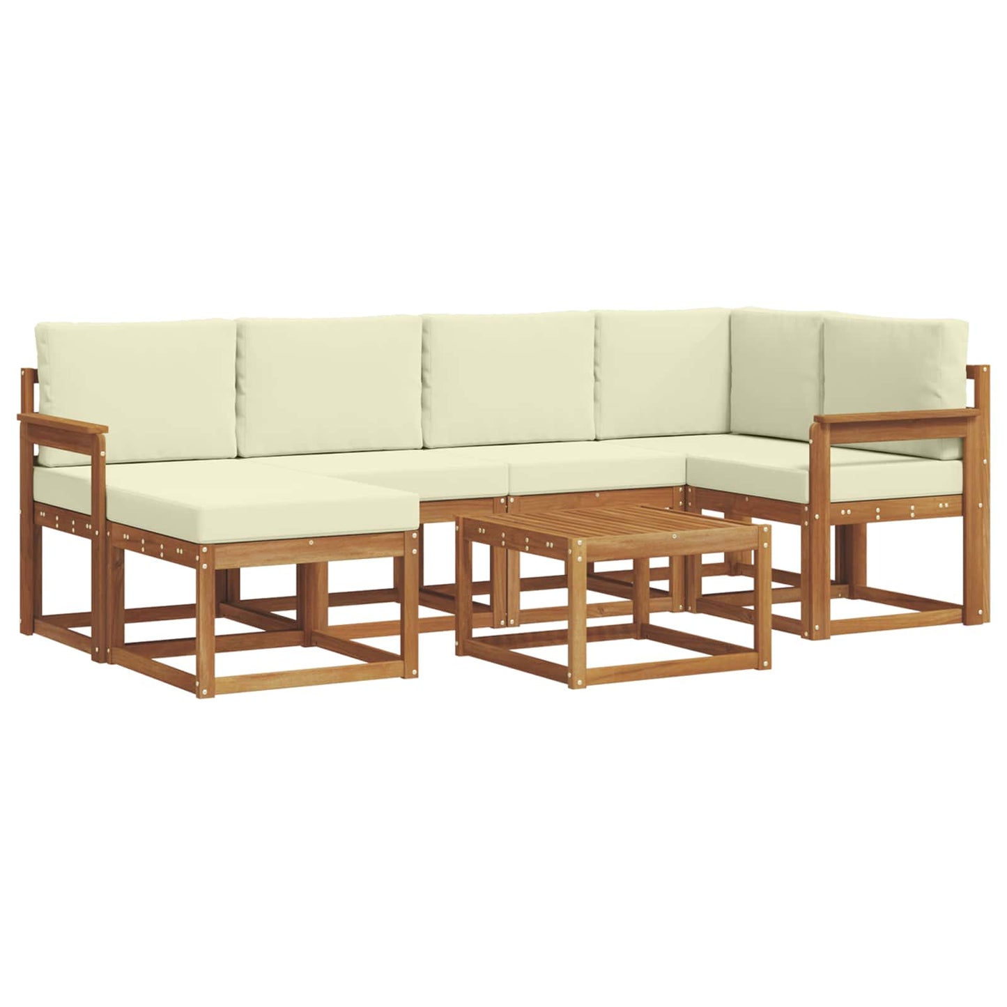 Set di divani da esterno con cuscino 7 pcs Naturale e Crema | homemem39