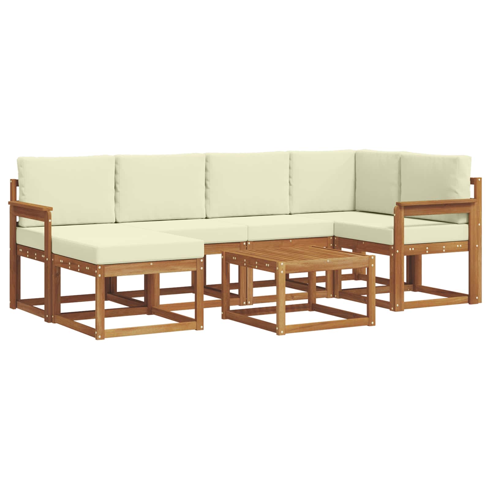 Set di divani da esterno con cuscino 7 pcs Naturale e Crema | homemem39