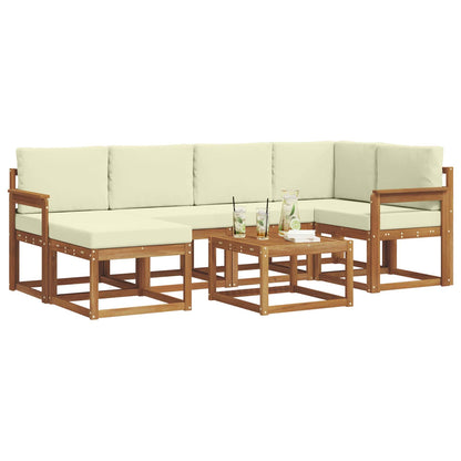 Set di divani da esterno con cuscino 7 pcs Naturale e Crema | homemem39