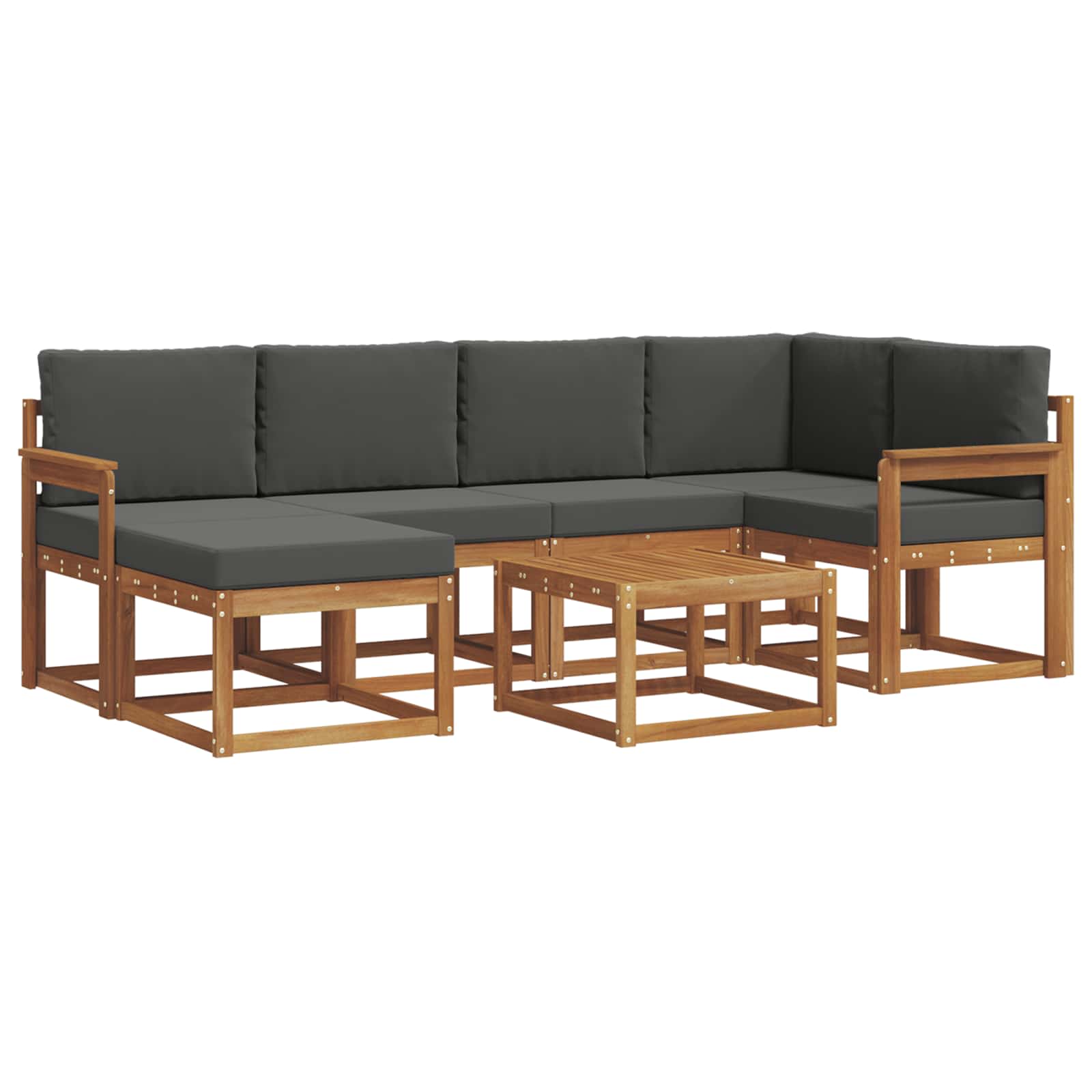 Set di divani da esterno con cuscino 7 pcs Naturale e Antracite | homemem39