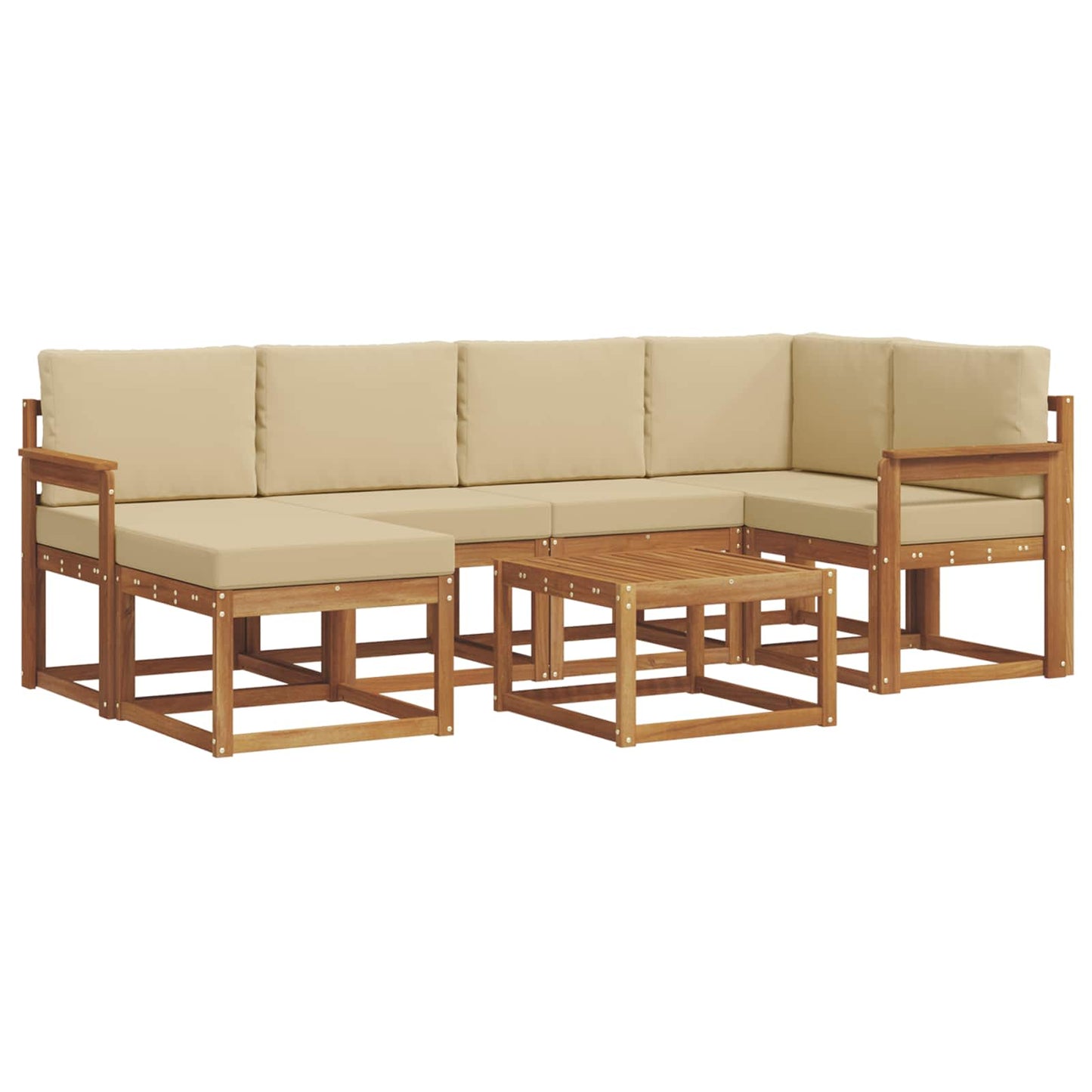 Set di divani da esterno con cuscino 7 pcs Naturale e Beige | homemem39