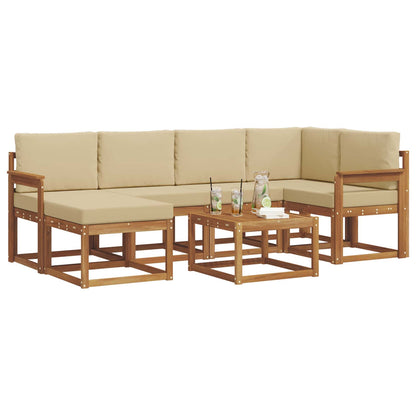 Set di divani da esterno con cuscino 7 pcs Naturale e Beige | homemem39