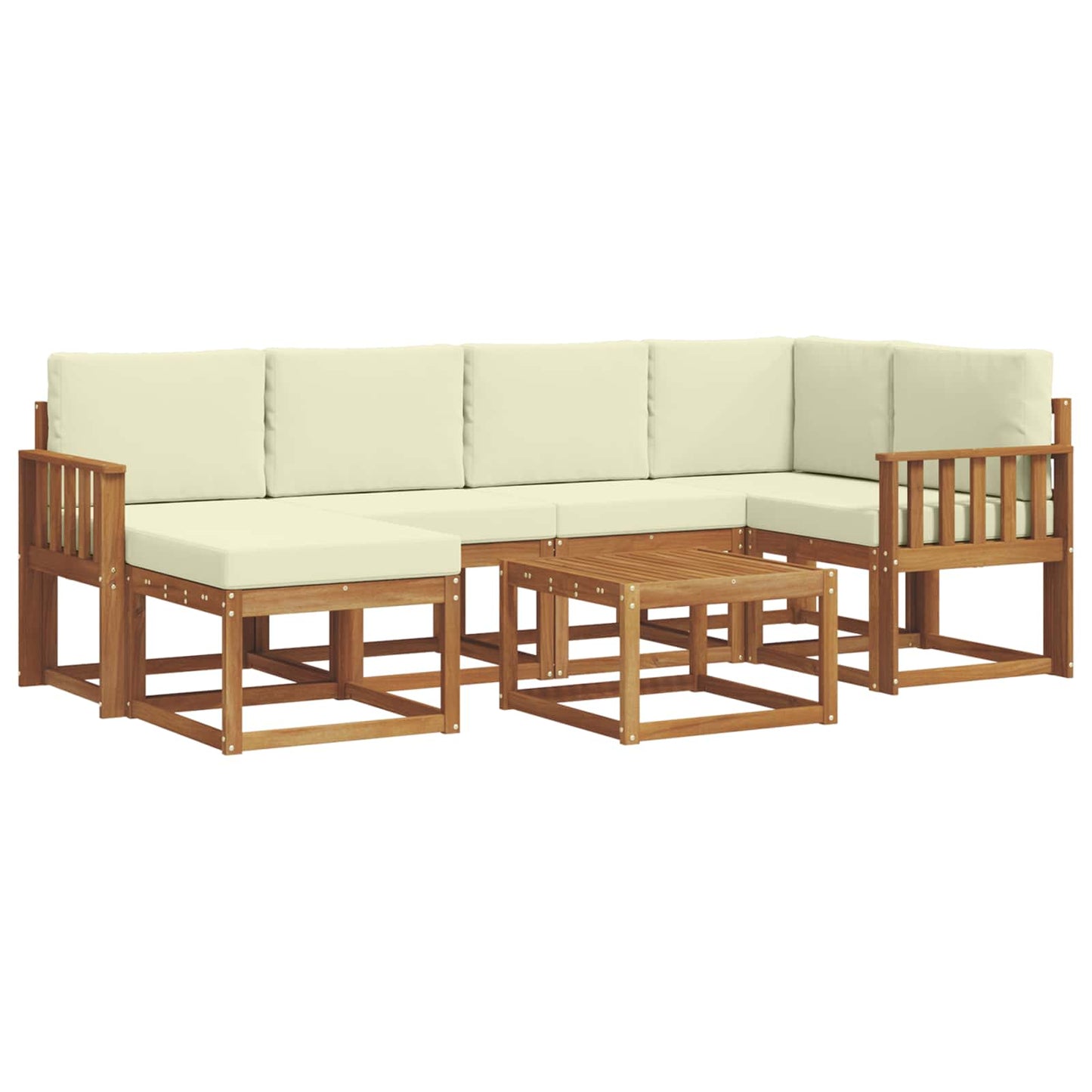 Set di divani da esterno con cuscino 7 pcs Naturale e Crema
