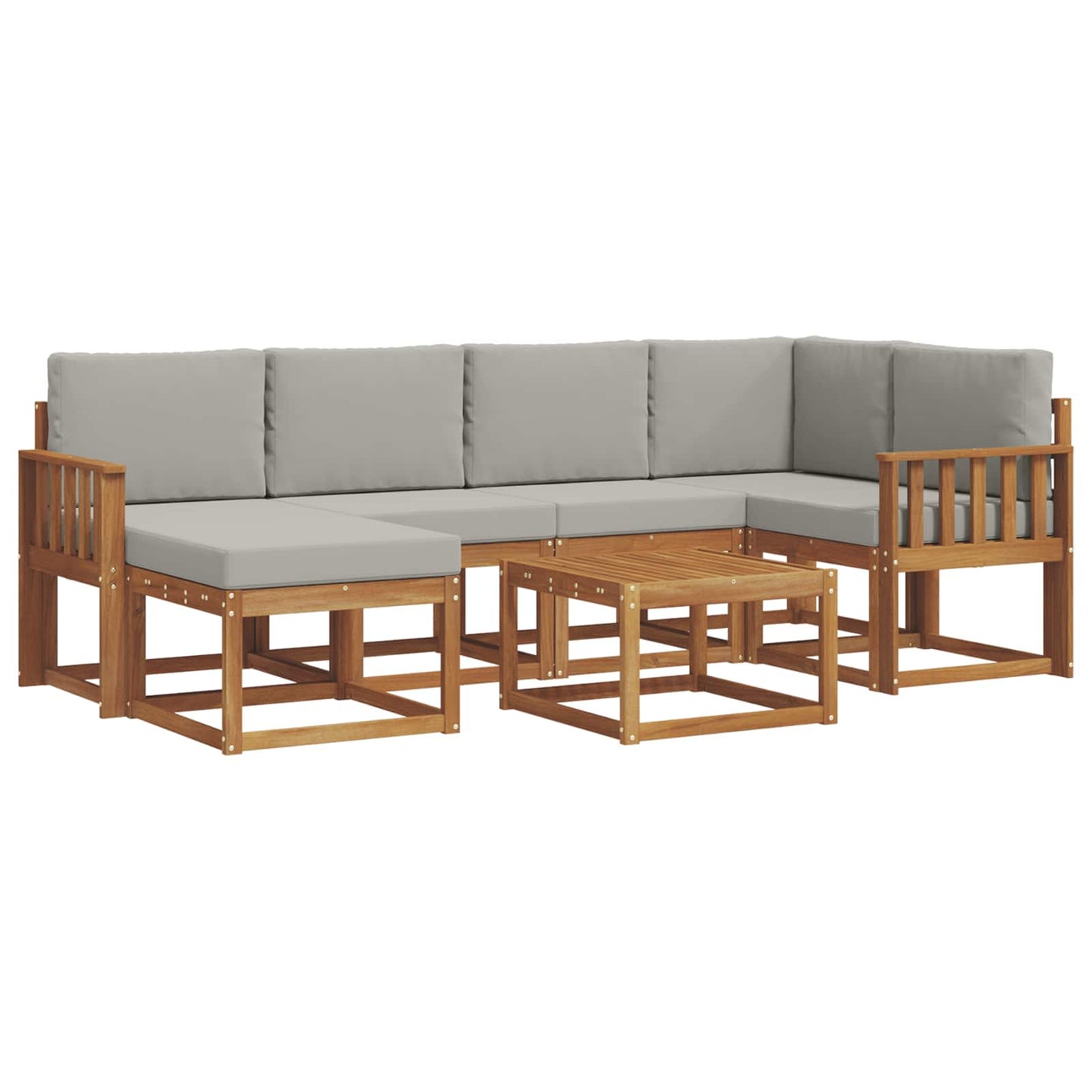 Set di divani da esterno 7 pcs Grigio Naturale e Chiaro