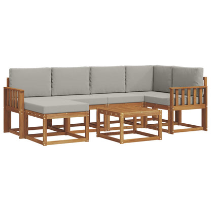 Set di divani da esterno 7 pcs Grigio Naturale e Chiaro