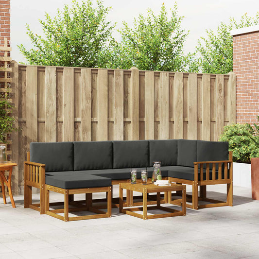 Set di divani da esterno con cuscino 7 pcs Naturale e Antracite