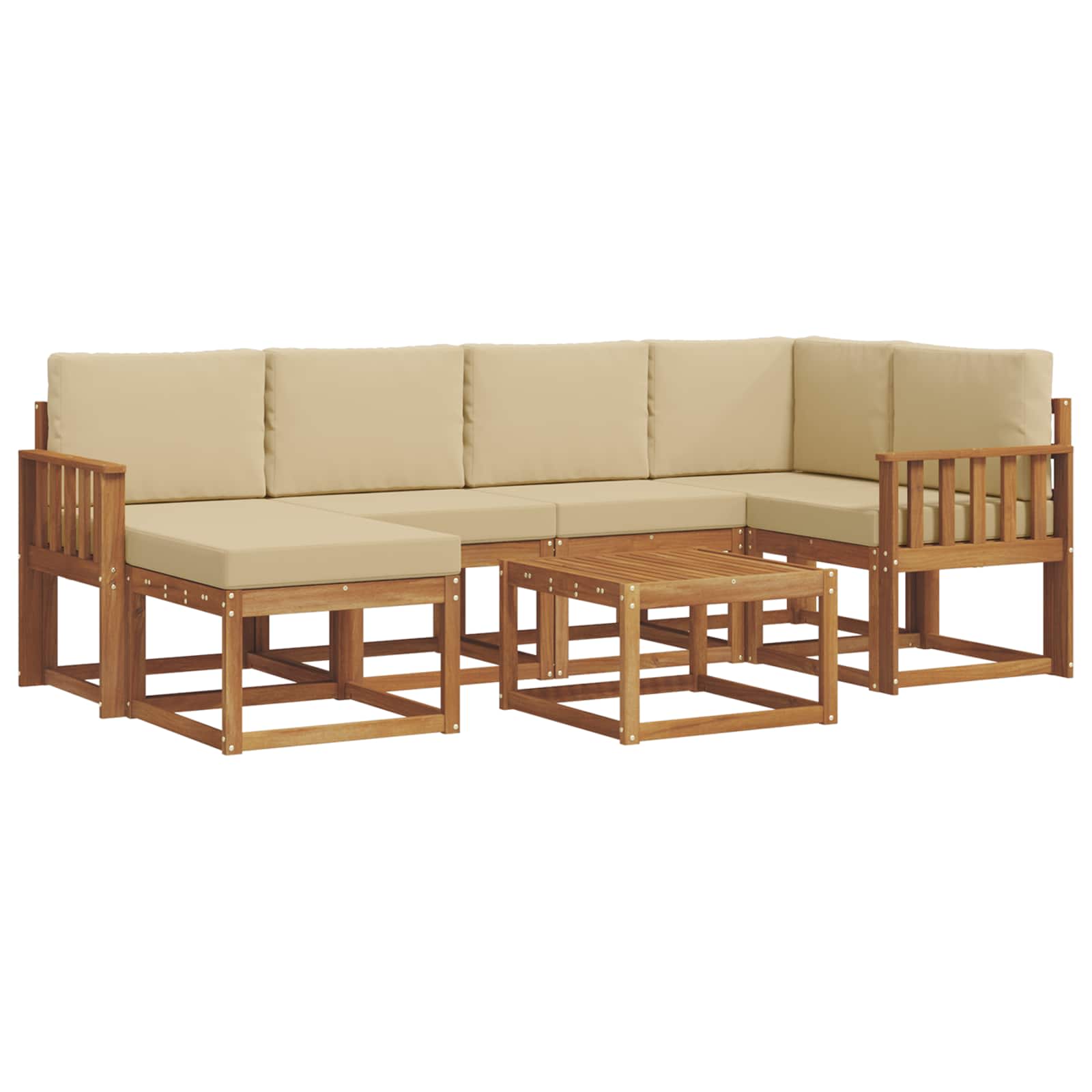 Set di divani da esterno con cuscino 7 pcs Naturale e Beige | homemem39