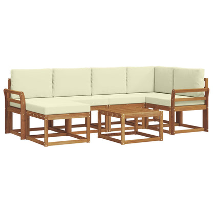 Set di divani da esterno con cuscino 7 pcs Naturale e Crema