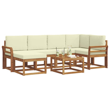 Set di divani da esterno con cuscino 7 pcs Naturale e Crema | homemem39