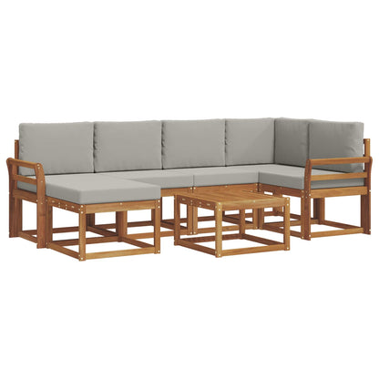 Set di divani da esterno 7 pcs Grigio Naturale e Chiaro | homemem39