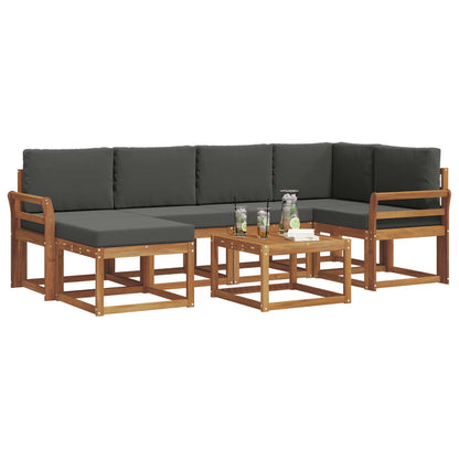 Set di divani da esterno con cuscino 7 pcs Naturale e Antracite | homemem39
