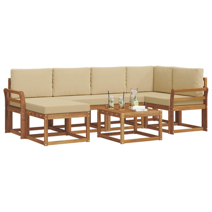Set di divani da esterno con cuscino 7 pcs Naturale e Beige | homemem39