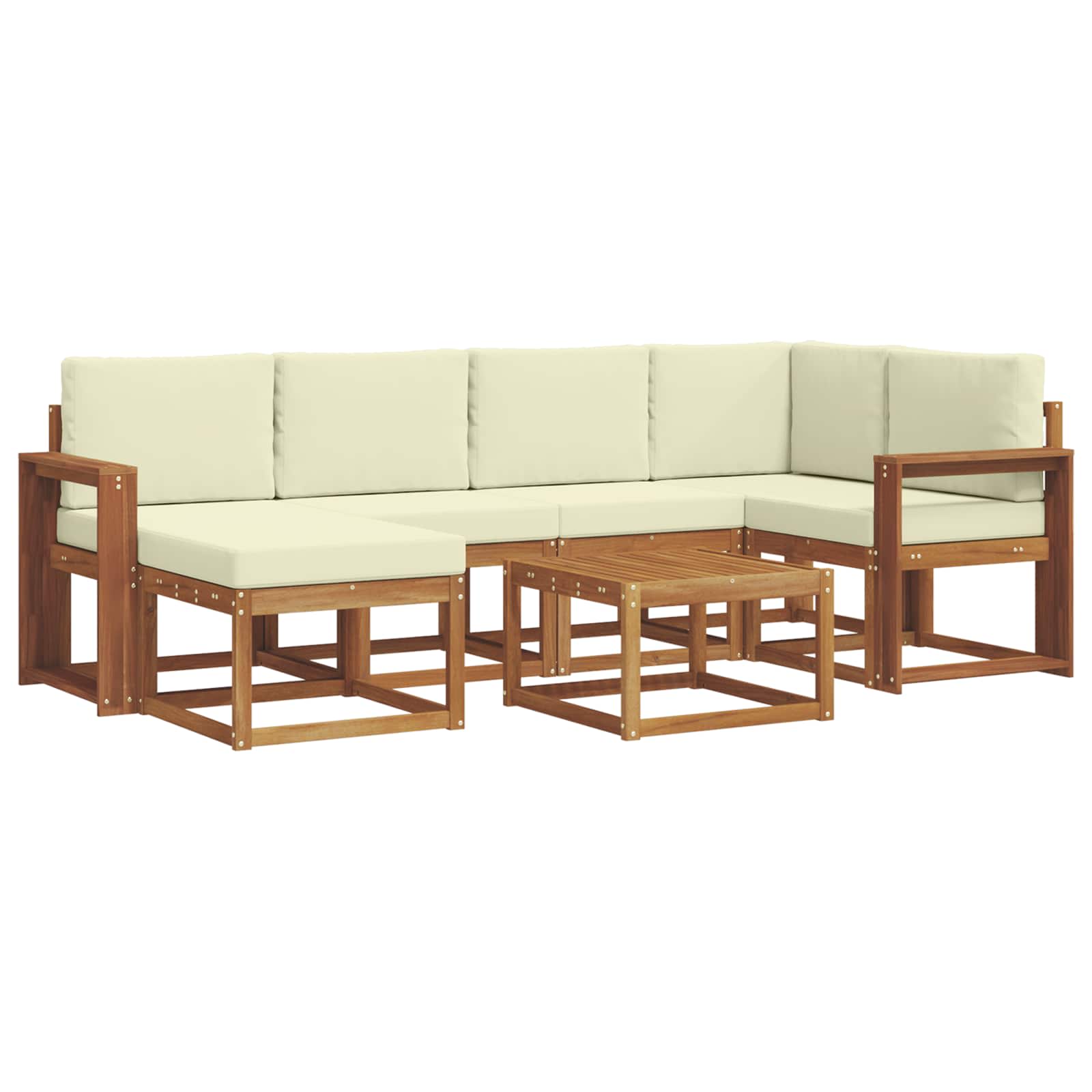 Set di divani da esterno con cuscino 7 pcs Naturale e Crema | homemem39