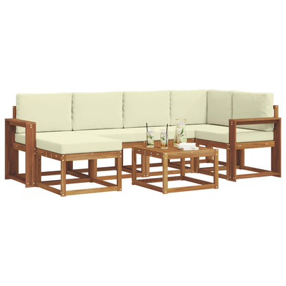 Set di divani da esterno con cuscino 7 pcs Naturale e Crema | homemem39