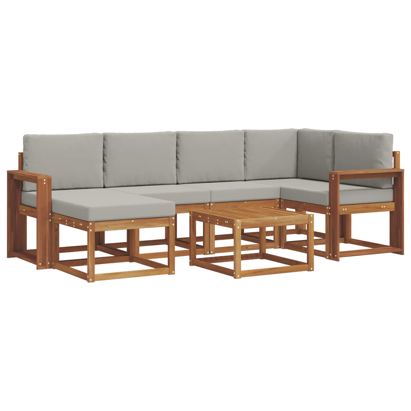 Set di divani da esterno 7 pcs Grigio Naturale e Chiaro | homemem39